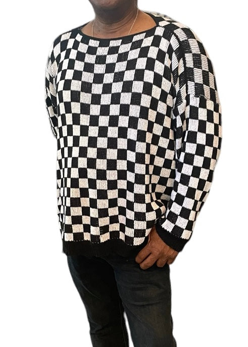 Checkered Sweater Oversize