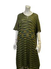 Load image into Gallery viewer, Mannequin wearing a green patterned dress on a white background