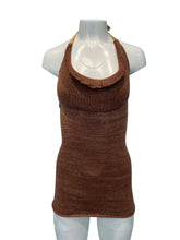 Load image into Gallery viewer, A square halter top in brown color displayed on a mannequin 
