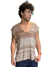Load image into Gallery viewer, Man wearing a striped sleeveless shirt 
