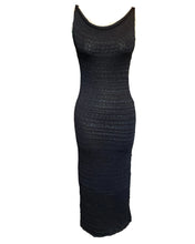 Load image into Gallery viewer, A black sleeveless ribbed knit maxi dress 
