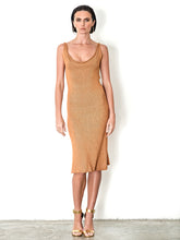 Load image into Gallery viewer, Bamboo Metallic Taupe Gold Knit Tank Dress
