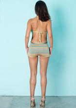 Load image into Gallery viewer, Metallic Striped Halter Romper
