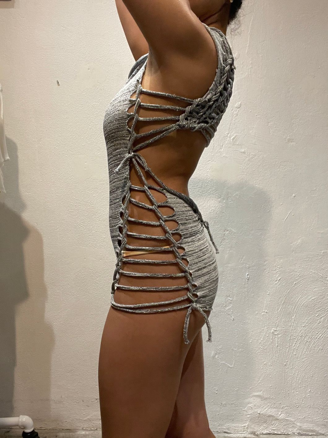 Snip Tease Collab Cut Out Grey silver Romper