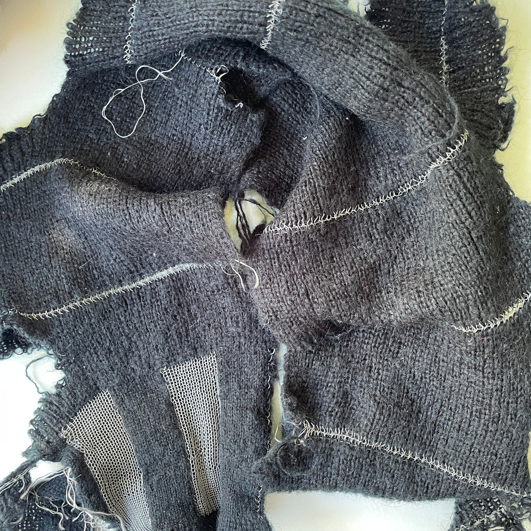 Black Shredded Scarf