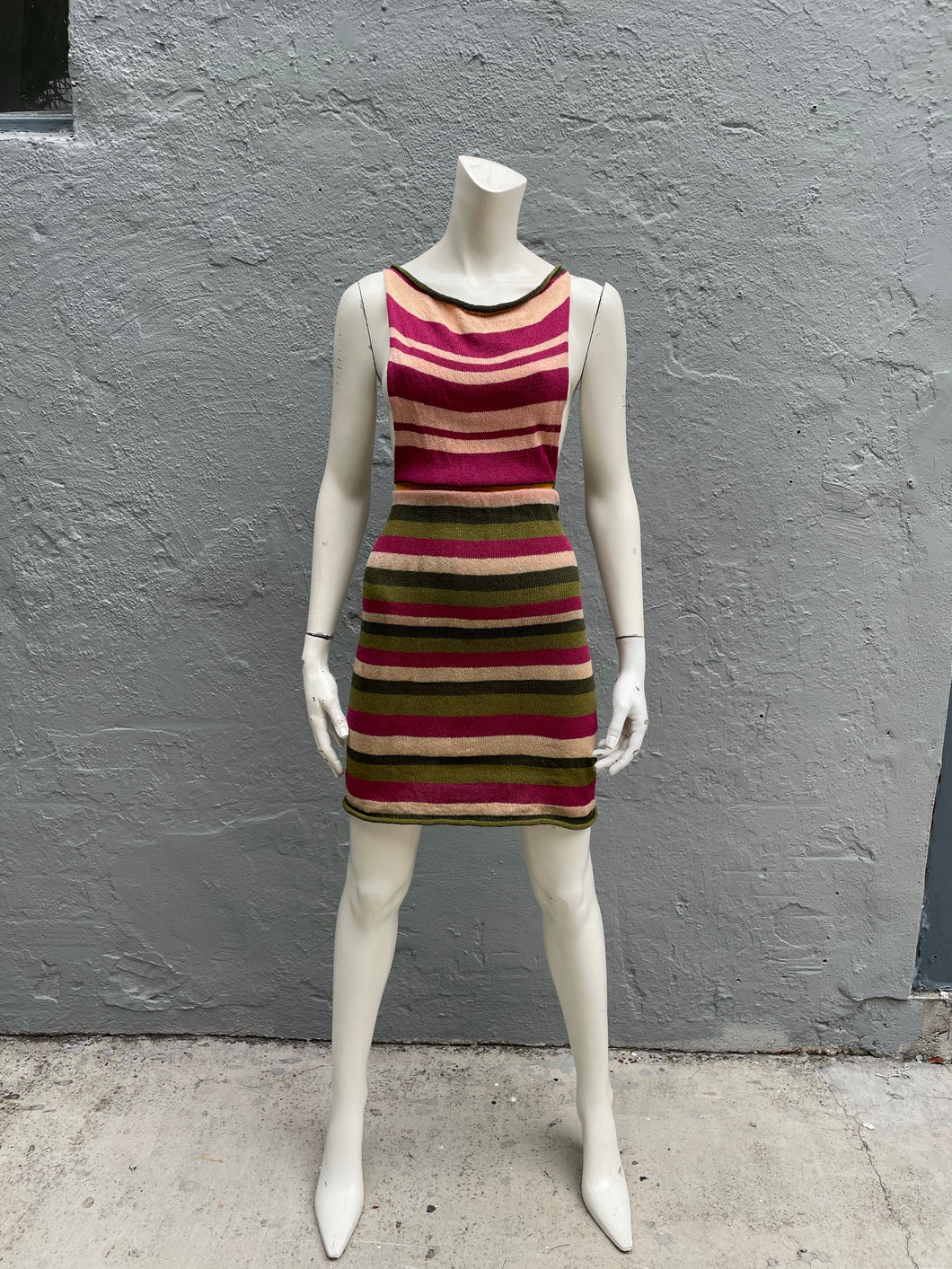 Striped open side dress cotton